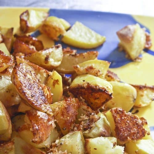 Roasted Crispy Cheese Potatoes - Foodie With Family