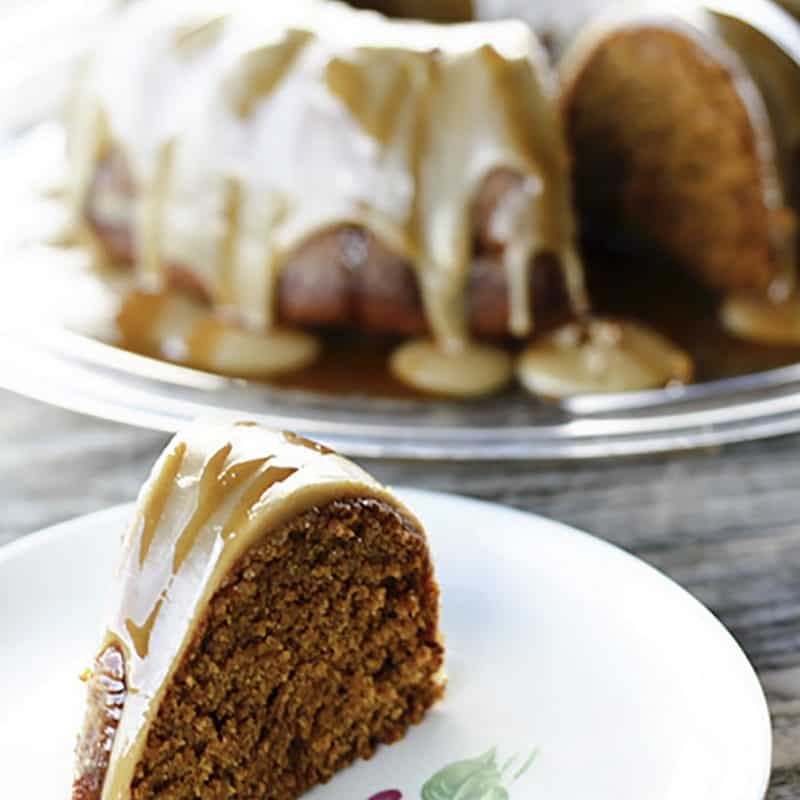 Pumpkin Spice Cake with Maple Frosting + Cider Caramel