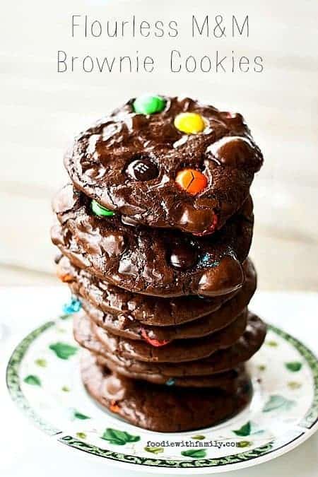 Flourless M&M Brownie Cookies