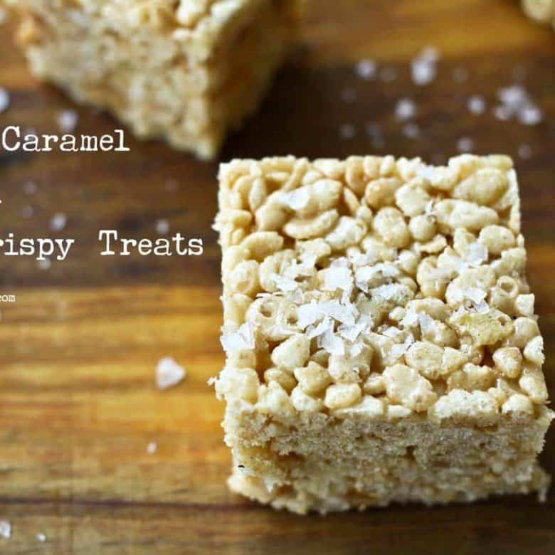 Salted Caramel Bourbon Rice Crispy Treats - Foodie With Family
